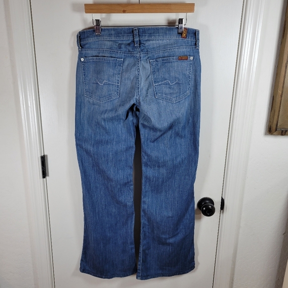 7 For All Mankind Dojo Jeans Women's Size 30 Classic Medium Wash Wide Leg Denim - Picture 6 of 9